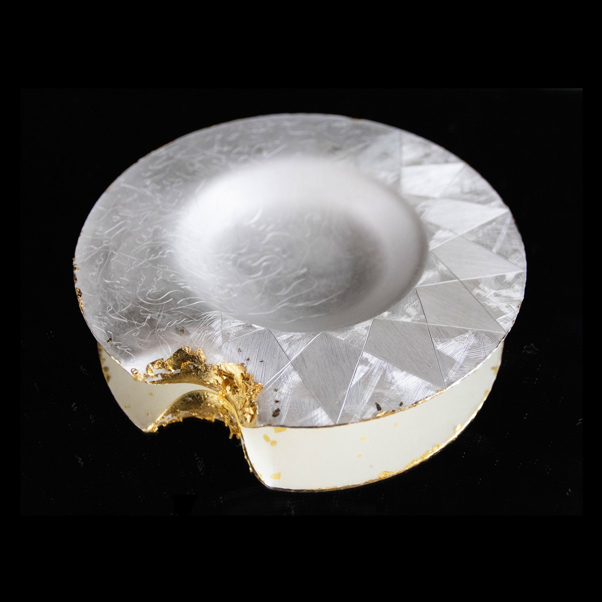 The Golden Whisper I Silver Dish with Gold Leaf